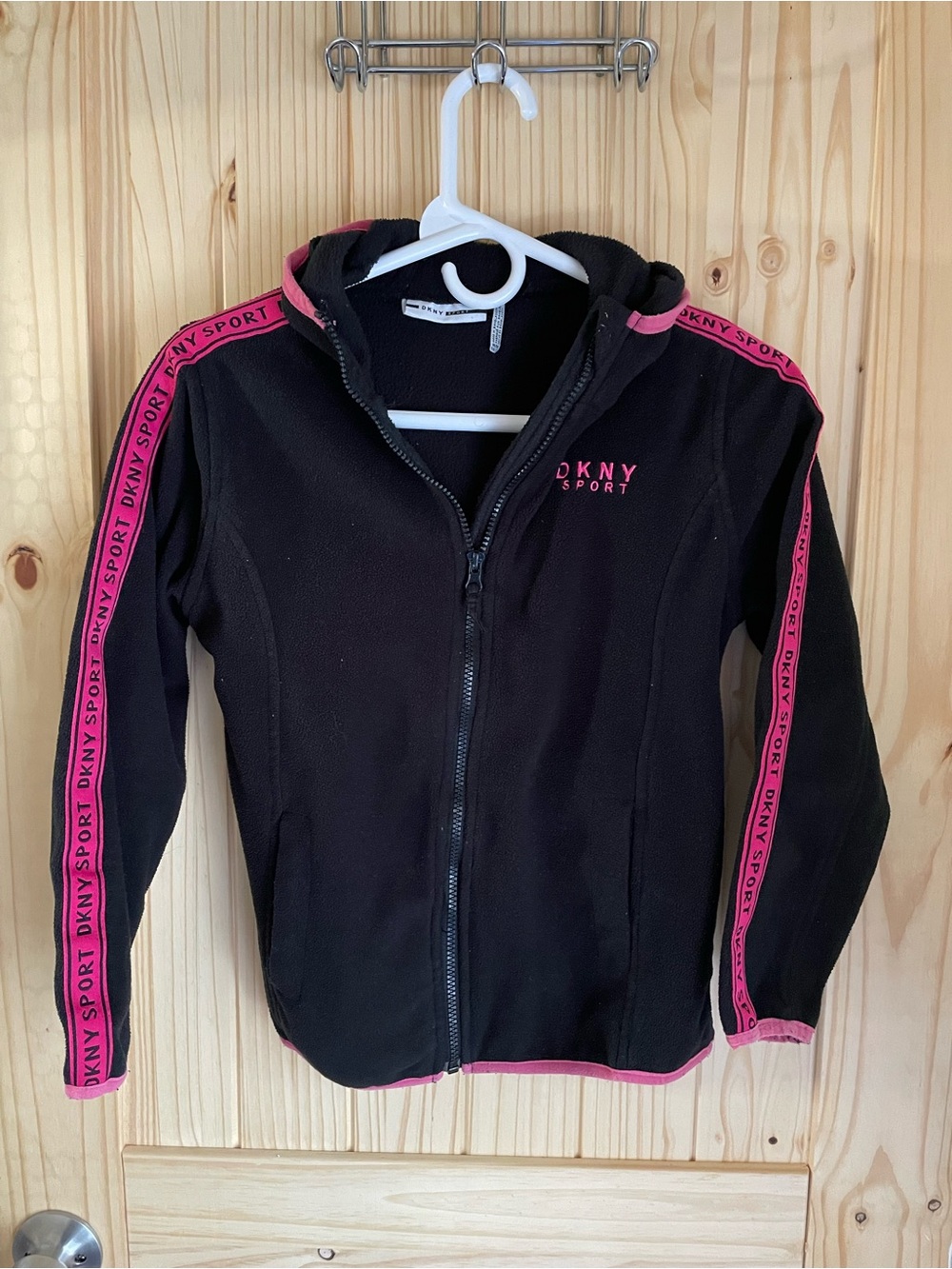 DKNY Black Zip Hoodie with Pink Sport Trim